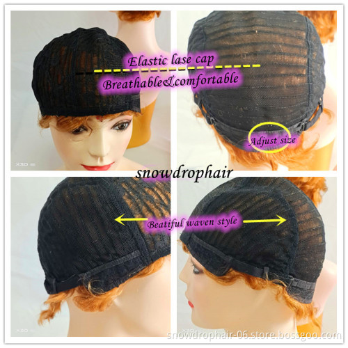 brazilian hair wig short curly pixie cut short full lace wig for black women short blonde wig